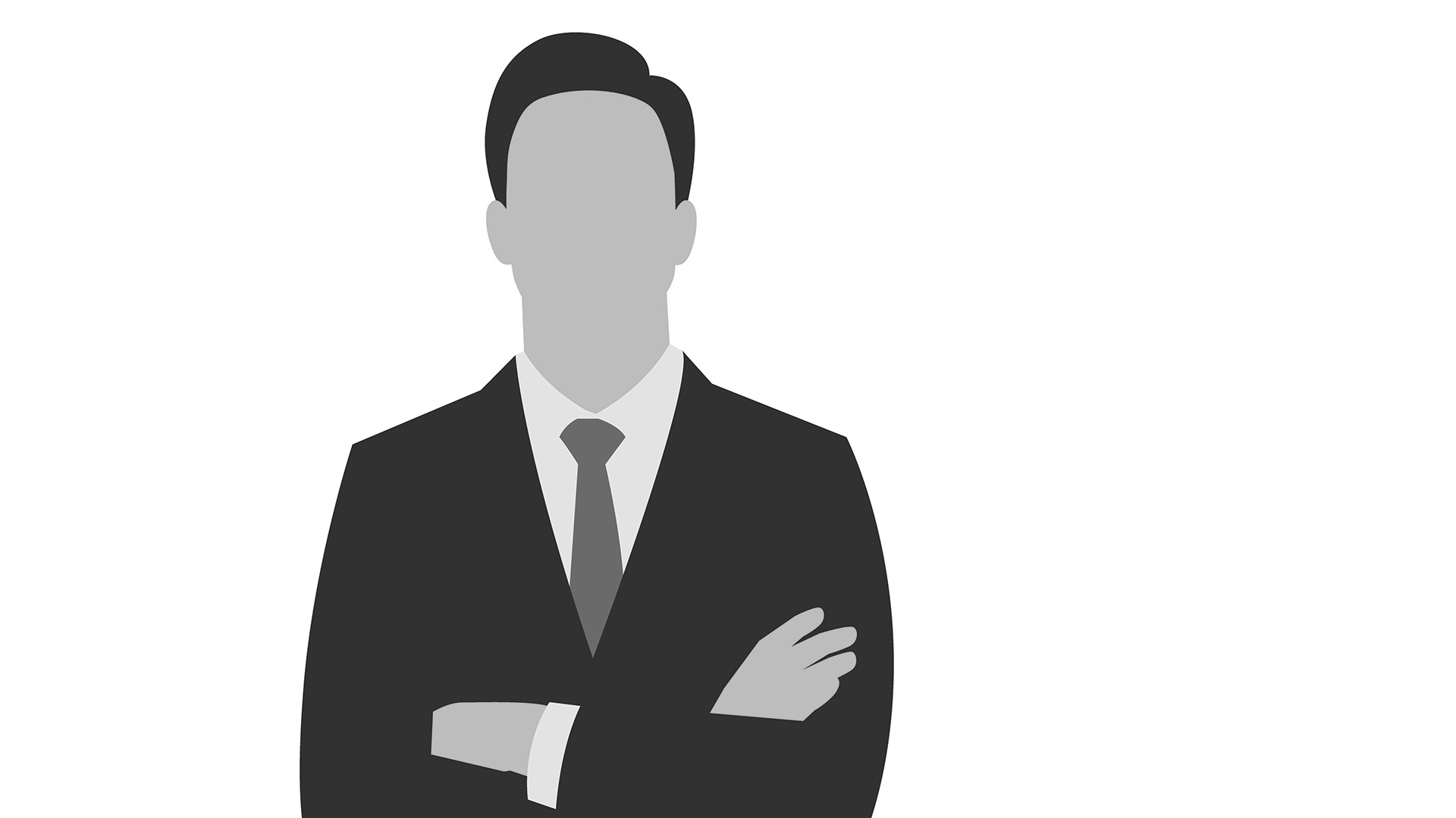 Vector illustration of a successful businessman in a suit standing with arms crossed. Poster with text placeholder and description